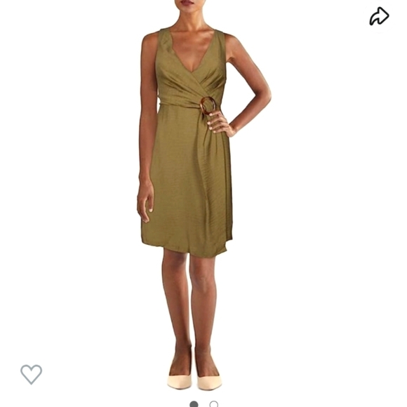 Joie Viara Olive Green Faux Wrap Sleeveless Dress Size 2 Party Wedding Guest - Picture 1 of 6